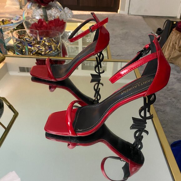 Saint Laurent Opyum YSL High Heel Sandals Red US7.5 E38+ - Picture 12 of 14